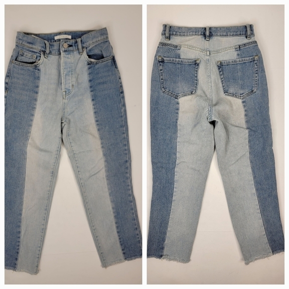 Pacsun Sz 24 High Rise Straight Leg Jeans 2 Tone Blue - Picture 1 of 8